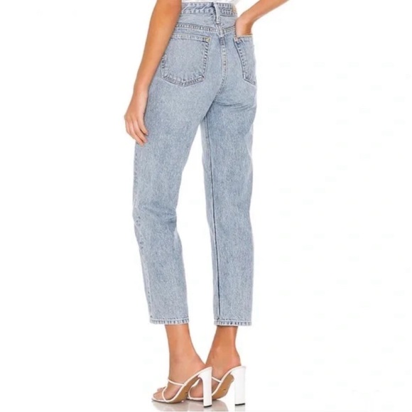 GRLFRND long leg zipper down the line ANDREA straight leg high rise BLUE JEANS - Picture 2 of 14